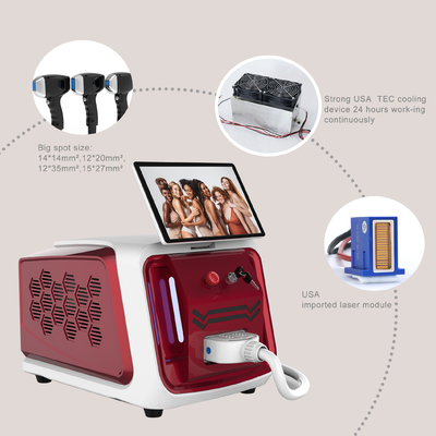 Portable NO Q Switch 755nm 808 Nm Diode Laser Hair Removal Machine With Optional Spot Size