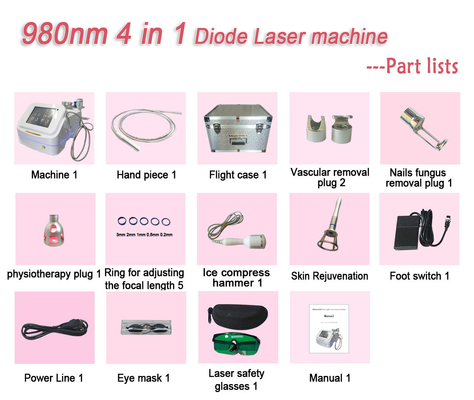 4 in 1 980nm Diode Laser Machine Portable For Beauty Centers Salon