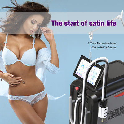 Long Pulse 2 In1 Alexandrite 1064nm ND YAG Nitrogen Cooling Fiber Conducted Laser Permanent Hair Removal Laser Machine