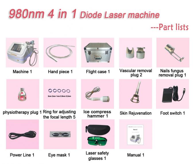 High Power 30W 60W Diode Laser Vascular Removal Machine 980nm 10
